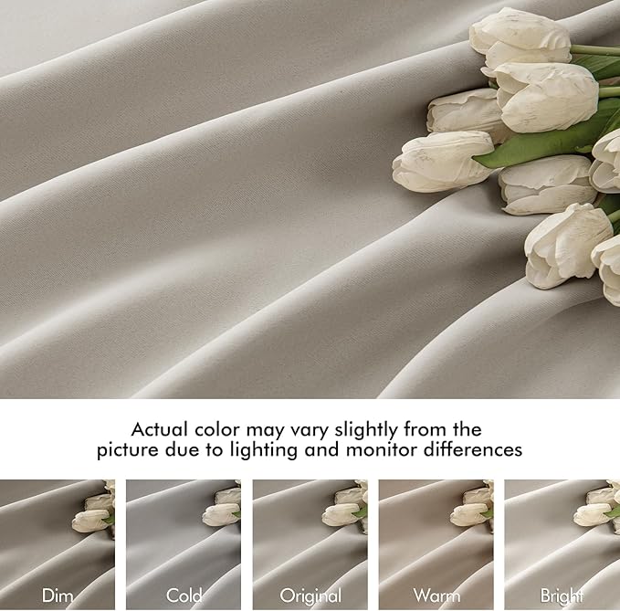 MIULEE Natural Back Tab Blackout Curtains 72 Inches Long 2 Panels Set