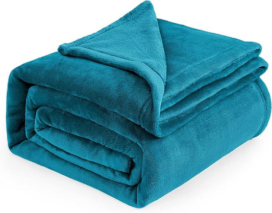 Bedsure Fleece Blankets Queen Size Teal - Bed Blanket Soft Lightweight Plush Fuzzy Cozy Luxury Microfiber, 90x90 inches
