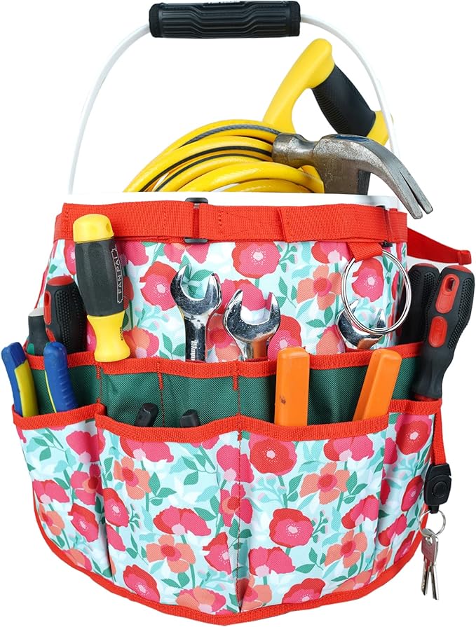 MELOTOUGH Bucket Caddy Organizer Bucket Tool Organizer for Garden Tools Fit 3.5 to 5 Gallon Bucket (Flower)