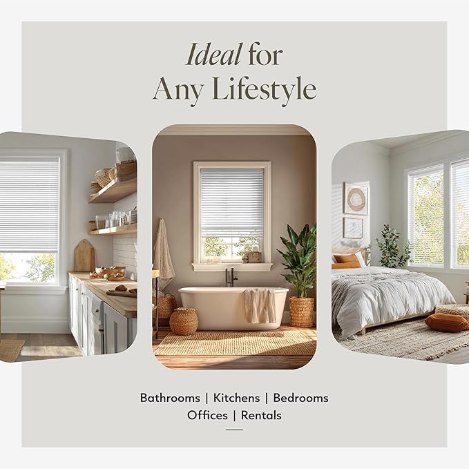 CHICOLOGY Cordless Mini Blinds for Indoor Windows, 46.75" W x 36" H, Light