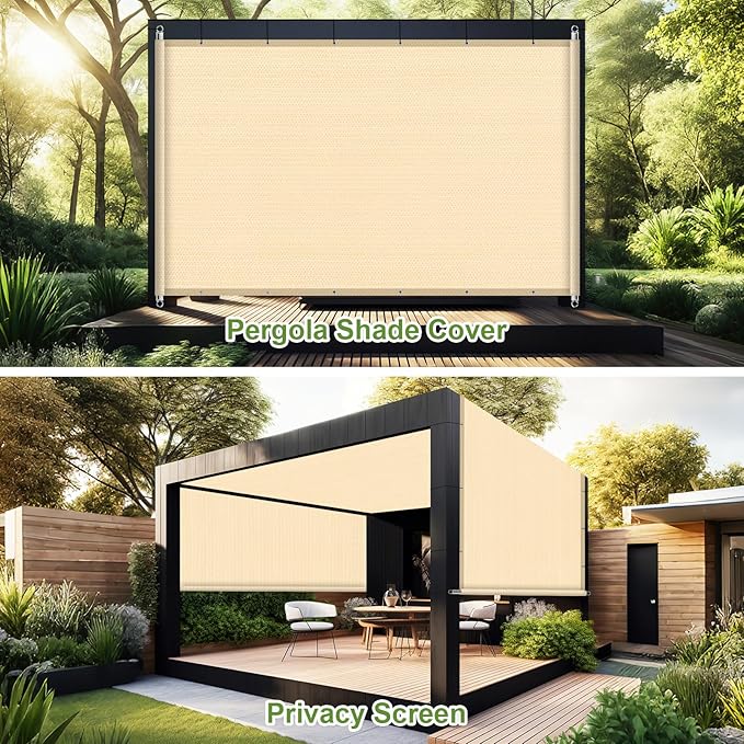 Shade&Beyond 7' W × 23' L Pergola Shade Cover Wheat Pergola Cover Canopy Replacement Shade Cloth for Garden, Patio, Deck, Porch with Grommets and Rods(Make Custom Size)