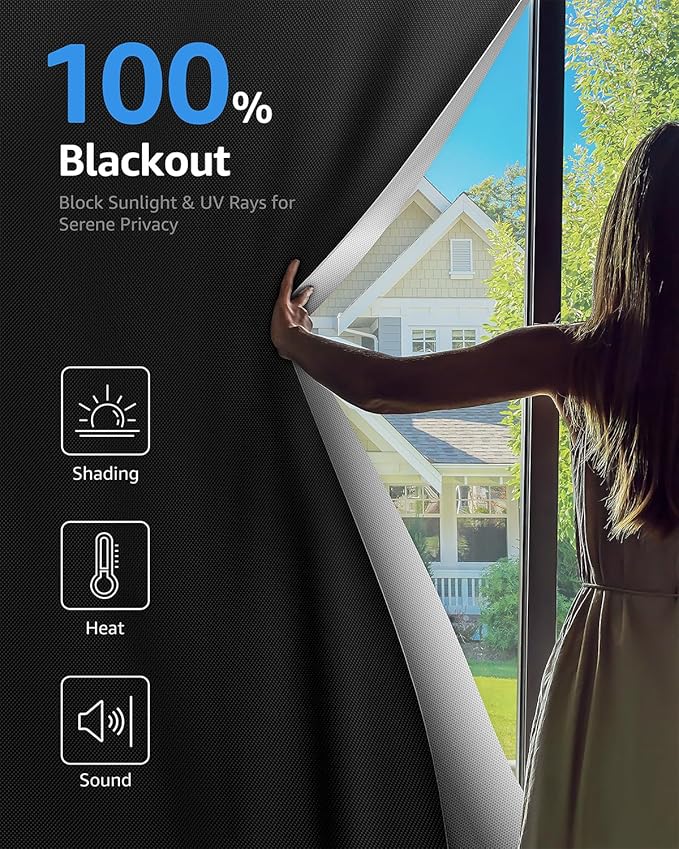 Sumobaby Blackout Curtains for Bedroom Portable 67"x70", No Drill Blackout