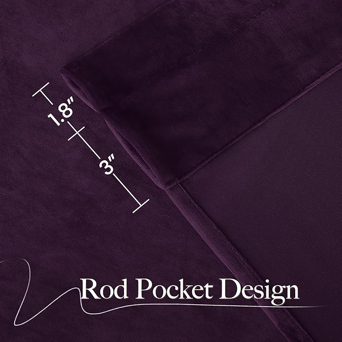 NICETOWN Purple Velvet Curtains 90 inch Long