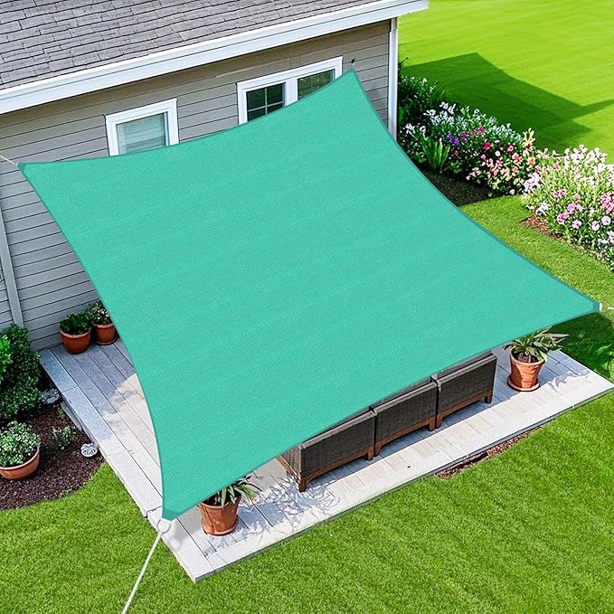 Amagenix Sun Shade Sail 8'X20'Curved Edge Outdoor Shade Canopy Turquoise Breathable 95% UV Block Shade Cloth for Patio Garden Backyard (We Make Custom Size)