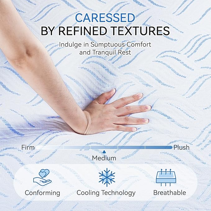 King Memory Foam Mattress, 10 Inch Cooling Gel Bed in a Box, Foam Mattress with Removable Cover No Fiberglass, Support Cool Night Sleep & Pressure Relief, Made in USA, White(80"*76"*10")