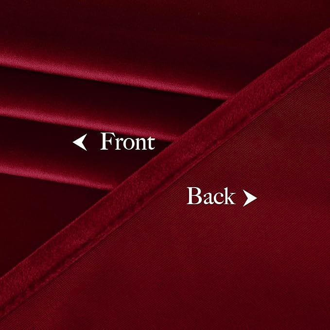 NICETOWN Christmas Red Velvet Curtains 90 inches Long 2 Panels Set, Thermal