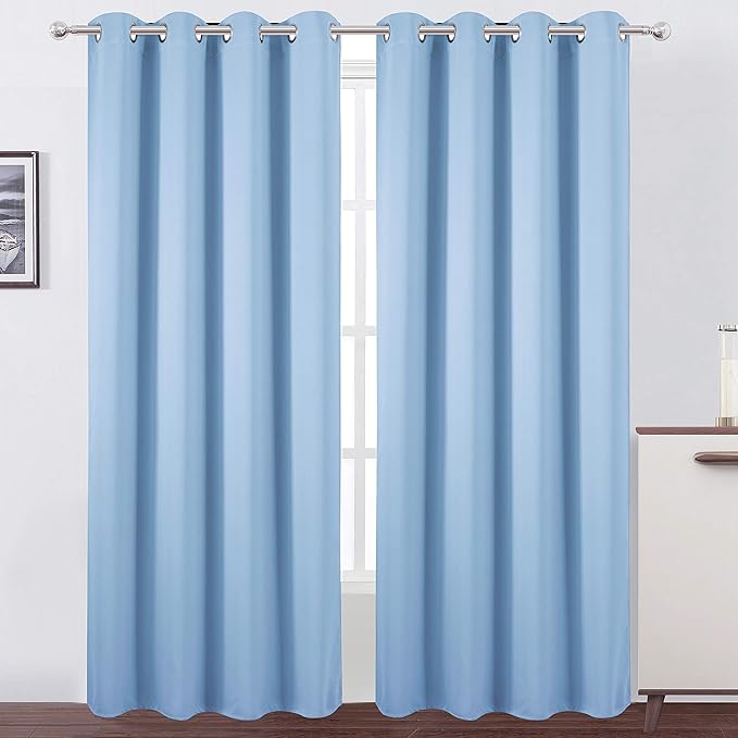 LEMOMO Sky Blue Thermal Blackout Curtains/52 x 108 Inch/Set of 2 Panels Room