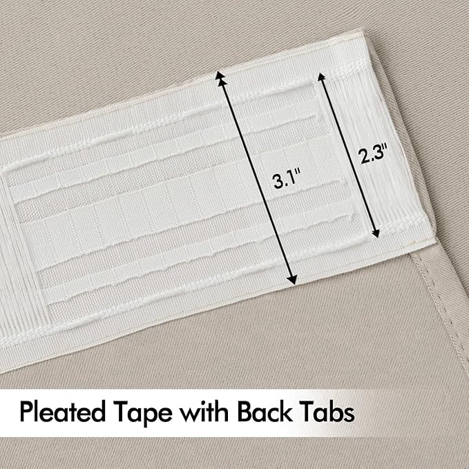 MIULEE Natural Back Tab Blackout Curtains 72 Inches Long 2 Panels Set