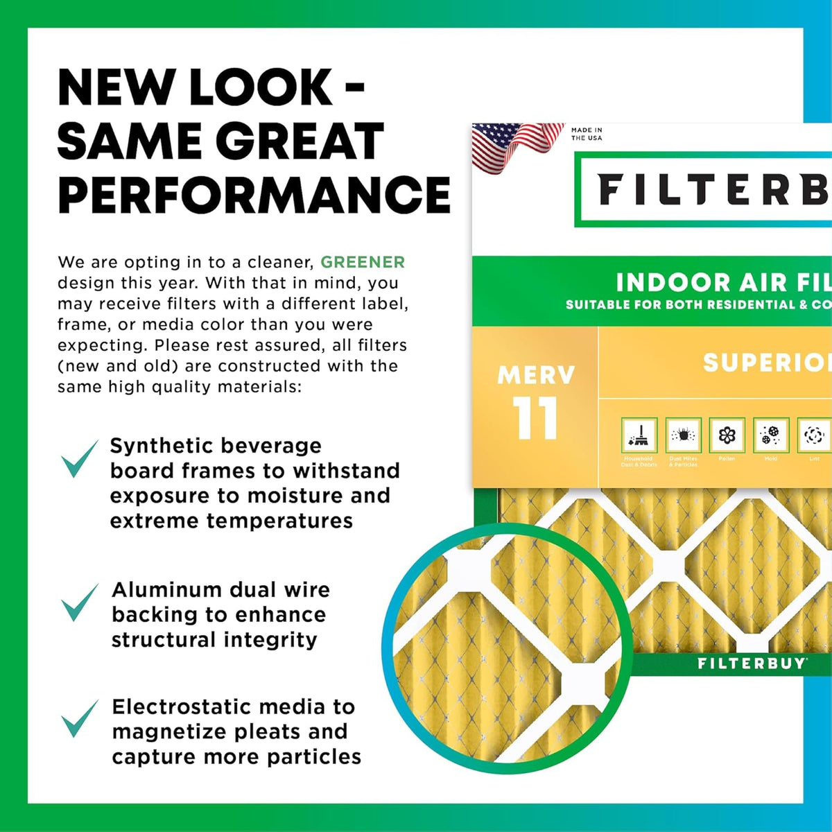 Filterbuy 14x25x4 Air Filter MERV 11 (MPR 1200) Allergen Defense Replacement (4-Pack), Electrostatic Pleated HVAC AC Furnace Filters, Made in USA (Actual Size: 13.88 x 24.88 x 3.63)