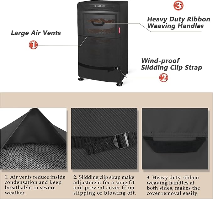 Porch Shield 30 Inch Electric Smoker Cover for Masterbuilt Smoker, Waterproof Heavy Duty Outdoor Smoker Grill Covers 23W x 21D x 35H inch, Black