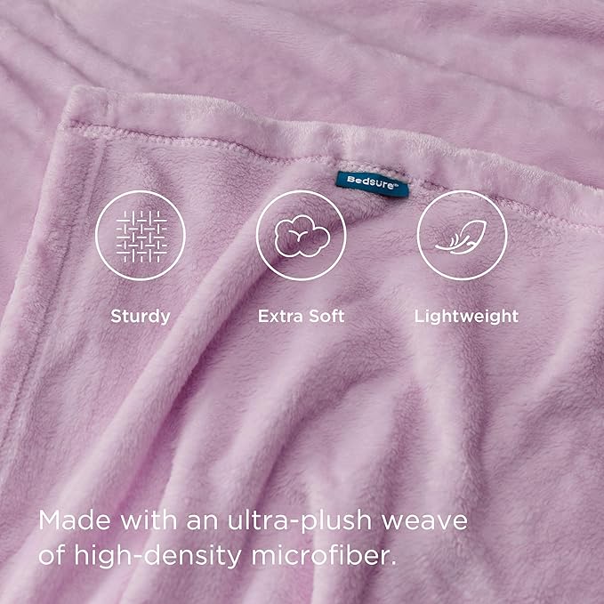 Bedsure Fleece Throw Blanket for Couch Lilac - Lightweight Plush Fuzzy Cozy Soft Blankets and Throws for Sofa, 50x60 inches