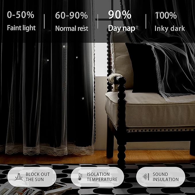 XiDi Black Out Curtains for Bedroom Windows, Curtains for Girls Bedroom Decor