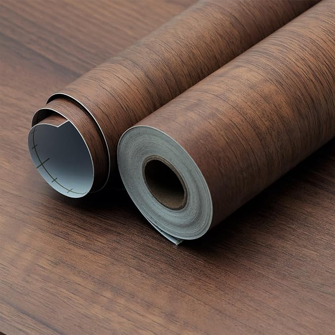 Large Walnut Wood Contact Paper 48x118 inch Peel and Stick Wood Grain Wallpaper