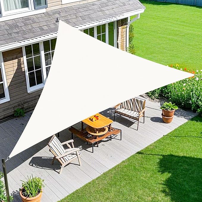Amagenix Sun Shade Sail 8'X8'X10' Curved Edge Outdoor Shade Canopy White Breathable 95% UV Block Shade Cloth for Patio Garden Backyard (We Make Custom Size)