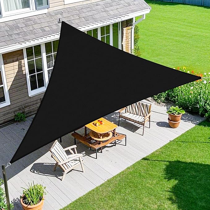Amagenix Sun Shade Sail 24'X24'X33.9' Curved Edge Outdoor Shade Canopy Black Breathable 95% UV Block Shade Cloth for Patio Garden Backyard (We Make Custom Size)