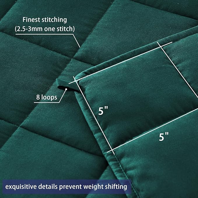 yescool Weighted Blanket for Adults (25 lbs, 80” x 87”, Dark Green) Cooling Heavy Blanket for Sleeping Perfect for 240-260 lbs, Queen Size Breathable Blanket with Premium Glass Bead, Machine Washable