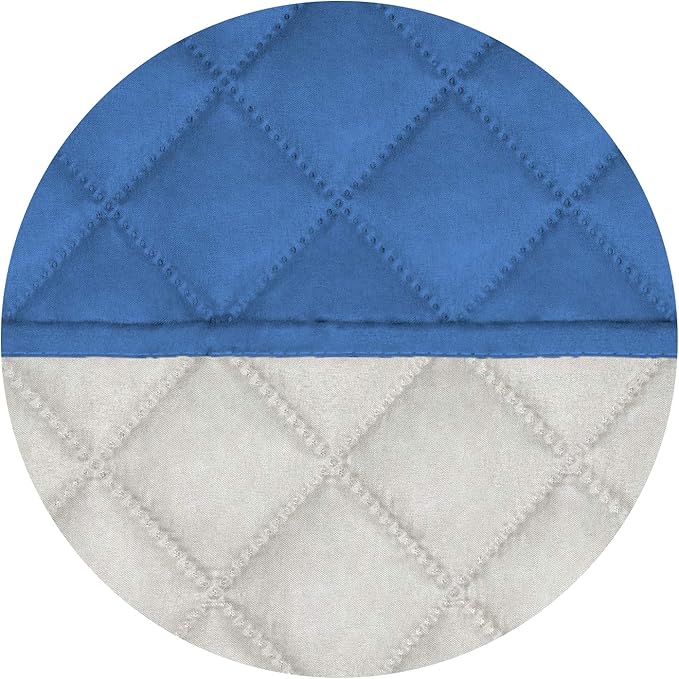 PureFit Reversible Quilted Sofa Cover, Water Resistant Slipcover Furniture Protector, Washable Couch Cover with Non Slip and Elastic Straps for Kids, Dogs, Pets (Small Recliner, Blue/Ivory)