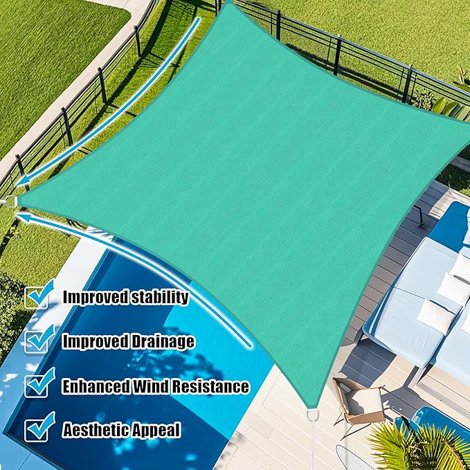 Amagenix Sun Shade Sail 6'X12' Curved Edge Outdoor Shade Canopy Turquoise Breathable 95% UV Block Shade Cloth for Patio Garden Backyard (We Make Custom Size)