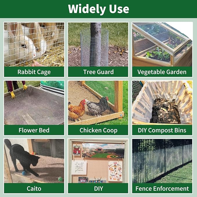 Amagabeli Hardware Cloth 1/2 inch 48 x 100 ft 19 Gauge Chicken Wire Fence Hot-Dipped Galvanized After Welding Welded Wire Fencing Mesh Roll Plant Support Gopher Snake Rodent Rabbit Poultry Netting