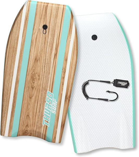 THURSO SURF Quill 42'' Bodyboard Lightweight Durable EPS Core IXPE Deck HDPE Slick Bottom FRP Stringer Crescent Tail Dual Channel Plastic Mesh with Double Stainless Steel Swivel Coiled Wrist Leash