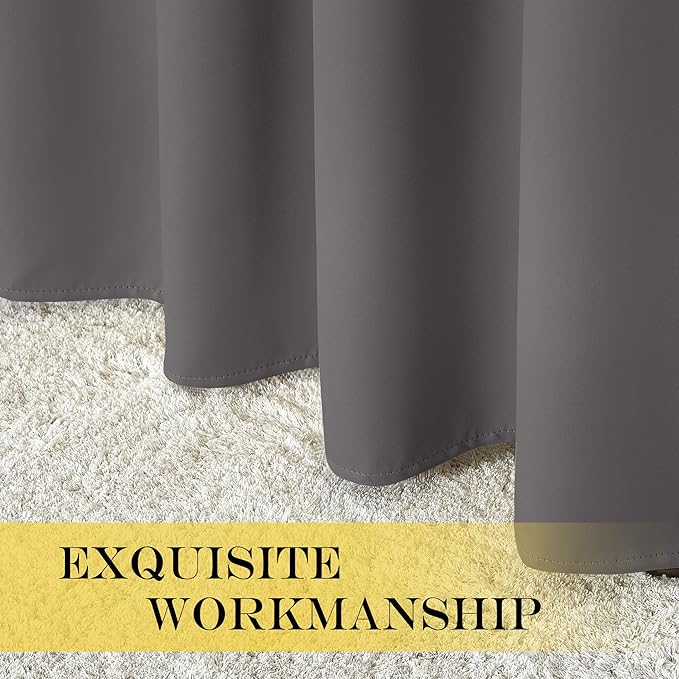 NICETOWN Grey Blackout Doorway Curtain 80 inch Length, Grommet Room Darkening