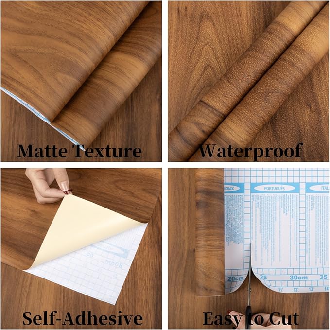 Abyssaly Wood Contact Paper, Self Adhesive Waterproof Wall Paper