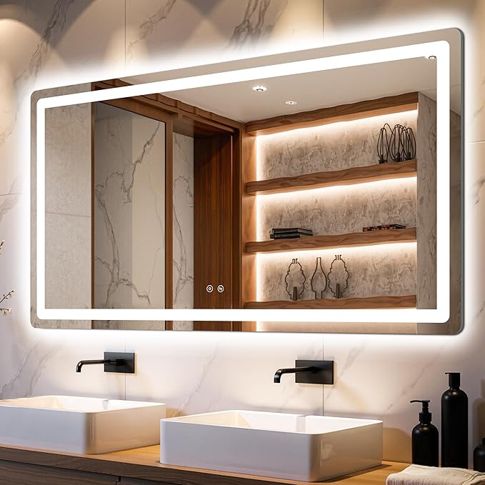 Delma LED Bathroom Mirror with Lights, 30x55 Vanity Mirror