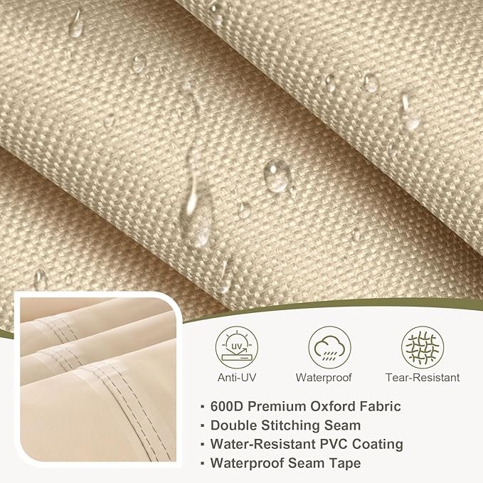 COWVIE Rectangular Outdoor Furniture Cover for Sectional Sofa Set, 600D Waterproof Patio Set Cover for Lawn General Purpose Table and Chairs, 140''L x 88''W x 32''H