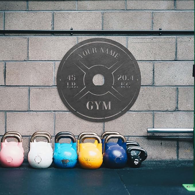 Personalized Home Gym LED Tin Metal Sign Multiple Sizes, Weight Lifting Exercise Workout Room Training Fitness Center Motivational Inspirational Quotes Decor Wall Art Hanging Accessories (11 LED)