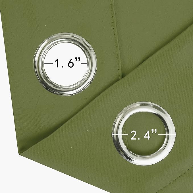 LEMOMO Olive Green Thermal Blackout Curtains/38 x 63 Inch/Set of 2 Panels Room