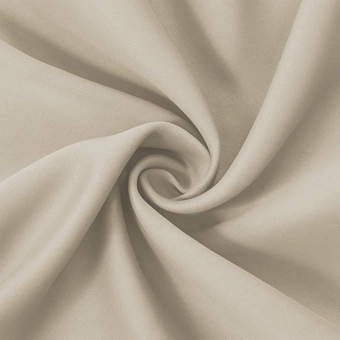 LEMOMO Light Beige Blackout Curtains 52 x 84 Inch Long Beige Curtains Set of 2