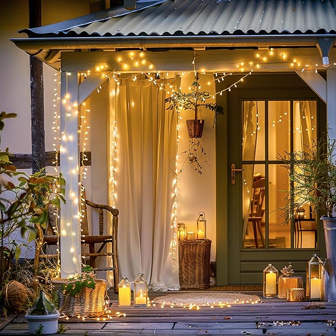 JMEXSUSS 163ft 500 LED Warm White Christmas Lights Outdoor, Plug-in Outdoor String Lights for Classroom, Clear Wire 8 Modes Remote Control Christmas Tree Lights for Christmas Bedroom Tree Classroom