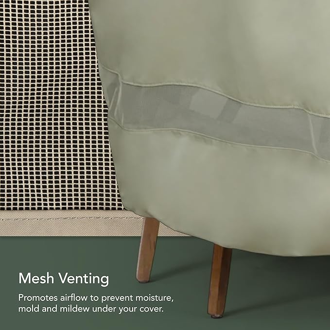 Covermates Elite Outdoor Patio Sofa Cover – Water-Resistant 300D Polyester, Double-Stitched Seams, Elastic Hem, Auto-Locking Drawcord & Mesh Vent for Moderate Weather, 64W x 34D x 30H, Khaki