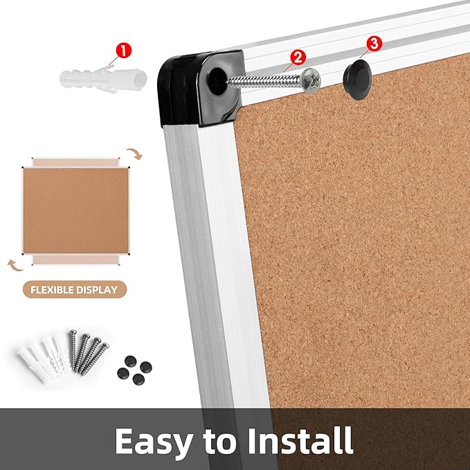 Large Cork Bulletin Board 72" X 48", Wall Mounted Notice Pin Board
