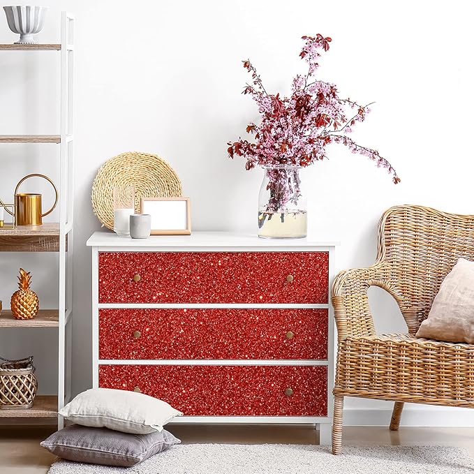 CRE8TIVE Red Glitter Wallpaper Border Peel and Stick Wall Border Fabric Shiny