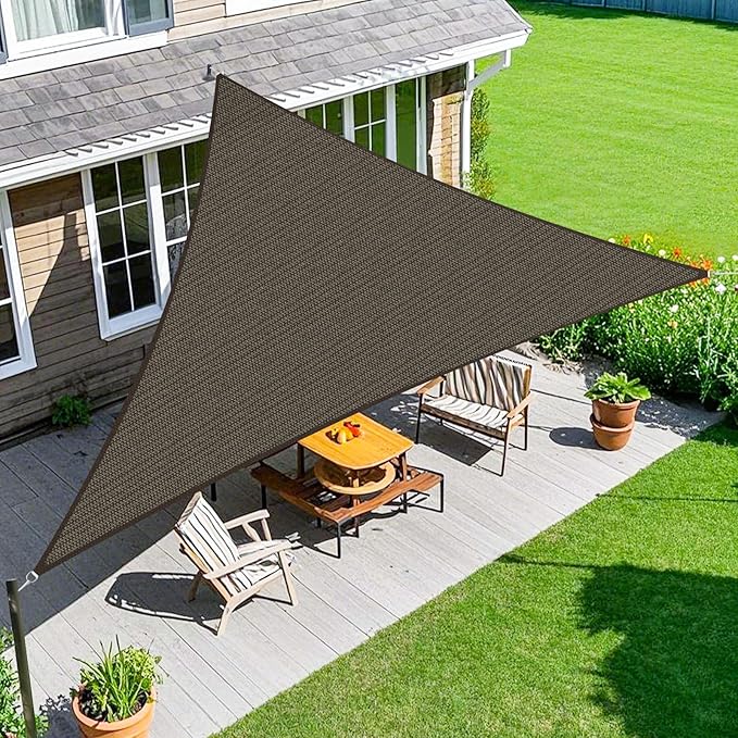 Amagenix Sun Shade Sail 18'X18'X18' Curved Edge Outdoor Shade Canopy Mocha Breathable 95% UV Block Shade Cloth for Patio Garden Backyard (We Make Custom Size)