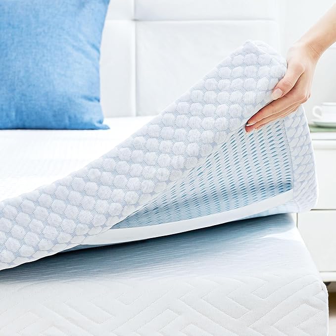 SINWEEK 2 Inch Full Size Cooling Memory Foam Mattress Topper for Pressure Relief, Thick Bed Mattress Pad with Cooling Soft Cover and Adjustable Straps, CertiPUR-US Certified