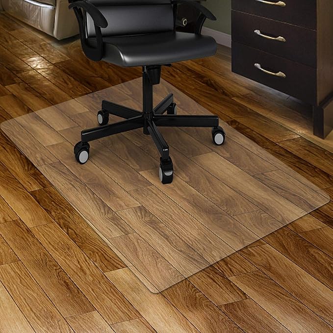 Kuyal Chair Mat for Hardwood Floor,46 x 53 inches Rectangle Desk Durable Wood/Tile Protection Mat for Rolling Chairs, Non-Studded Bottom