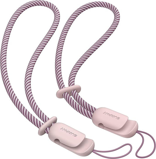 SURPHY 2 Pack Phone Lanyard for Cellphone Case, Phone Wrist Strap for Case, Cellphone Strap with 2-Color Braided, Charm Wrist Lanyard for Women and Men, Cellphone Wrist Lanyard for Women, Pink & Pink