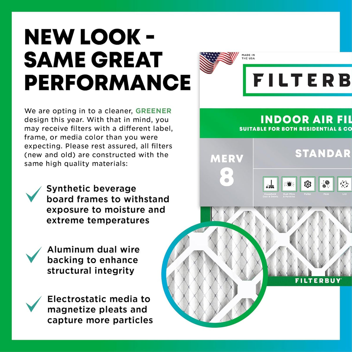 Filterbuy 10x24x1 Air Filter MERV 8 (MPR 700) Dust Defense Replacement (6-Pack), Electrostatic Pleated HVAC AC Furnace Filters, Made in USA (Actual Size: 9.50 x 23.50 x 0.75)