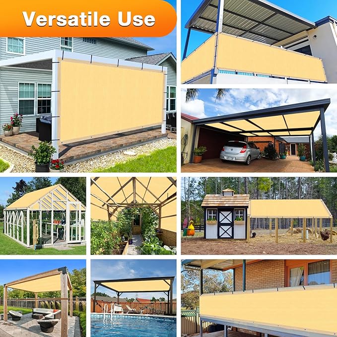 Artpuch Outdoor Pergola Shade Cover 4x13 FT Sun Shade Cloth with Grommets Sand 90% UV Protection Canopy Patio Privacy Screen (Customized Available)