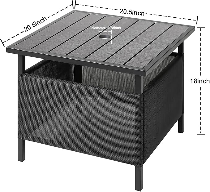 LZRS Adirondack Square Outdoor Side Table with Umbrella Hole, Pool Composite Patio Table,HDPE End Tables for Backyard,Pool, Indoor Companion, Easy Maintenance & Weather Resistant(Light Grey)