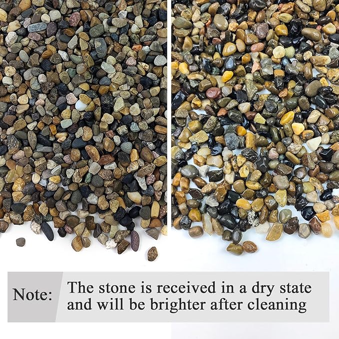 FANTIAN 5 lbs Aquarium Gravel, Pea Gravel for Fish Tank,1/4 Inch Decorative River Rocks for Aquarium Succulent Vase Plant Soil Cover and Outdoor Landscaping