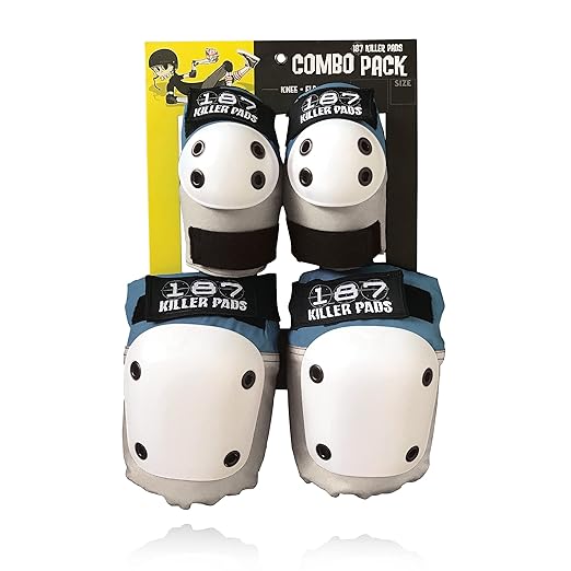 187 KILLER PADS Knee Pads, Elbow Pads Combo Pack, Stone Blue, Large/X-Large