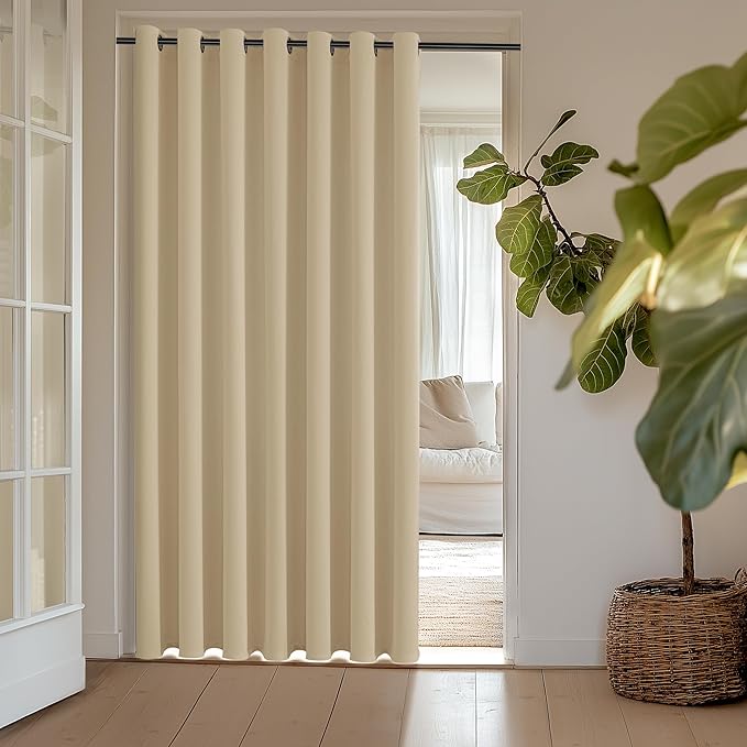 ChrisDowa Room Divider Curtain 120 Inches Long, Wide Blackout Sliding Door