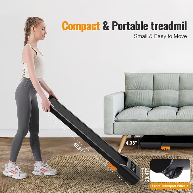 Walking Pad, 2.5HP Under Desk Treadmill for Home Office, 300 Lbs Capacity Portable Treadmills with Remote Control & LED Display, 2 in 1 Running Pad for Walking Jogging and Running