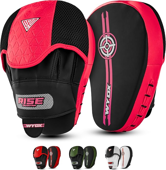 WYOX Curved Boxing Punch Mitts – Boxing Pads Training Set, Punching Mitts for Adults, Kickboxing Pads, Muay Thai Pads, Karate Pads, MMA Training Equipment, Martial Arts Focus Pads