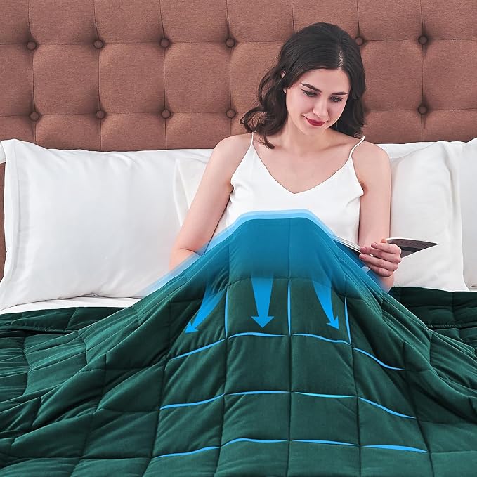 King Size Weighted Blanket for Adults (25 lbs, 80” x 87”, Dark Green) Cooling Heavy Blanket for Sleeping Perfect for 240-260 lbs, Breathable Blanket for Adults & Couple All Season, Machine Washable