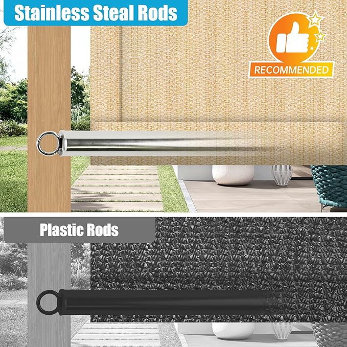 Shade&Beyond 5' W × 13' L Pergola Shade Cover Wheat Pergola Cover Canopy Replacement Shade Cloth for Garden, Patio, Deck, Porch with Grommets and Rods(Make Custom Size)