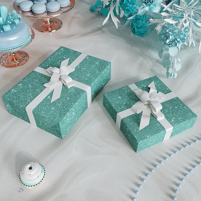 CRE8TIVE 8"x354" Light Teal Glitter Wallpaper Border Peel and Stick Wall Border